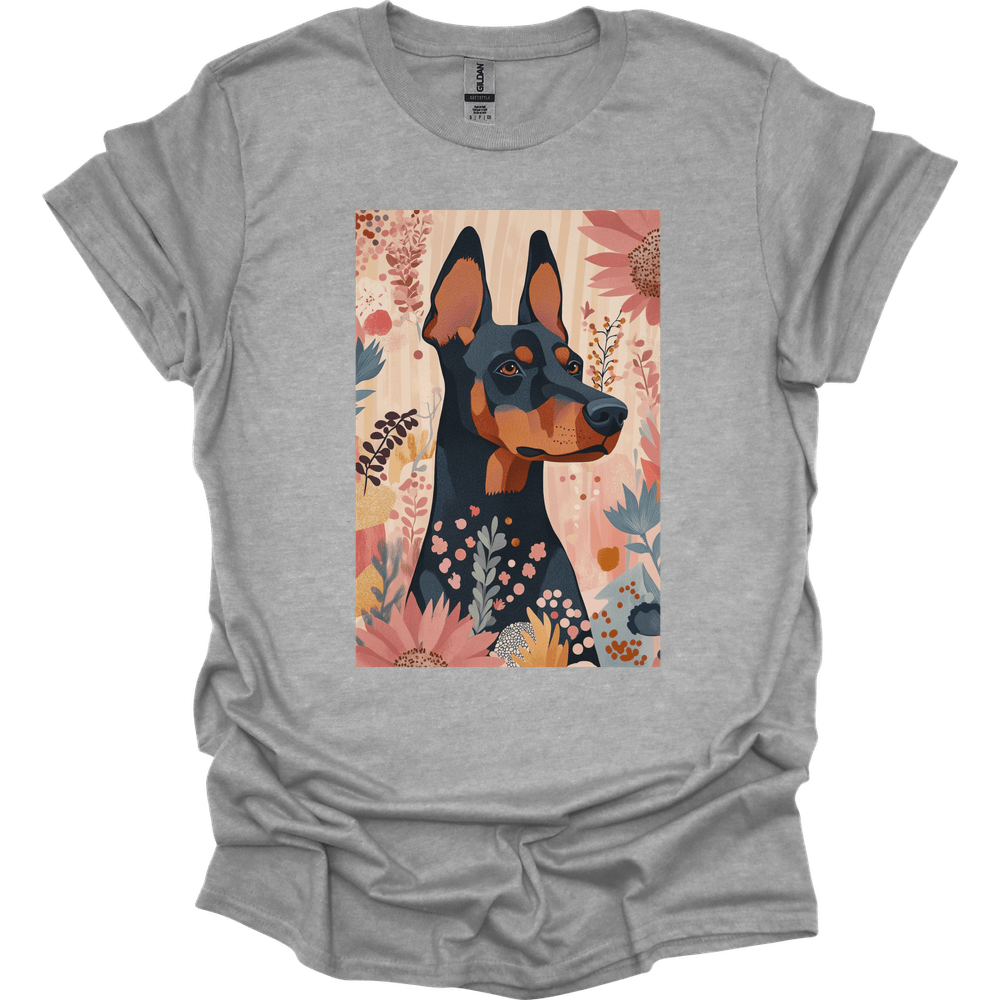 Doberman - Boho Dog T-Shirt - Sport Grey