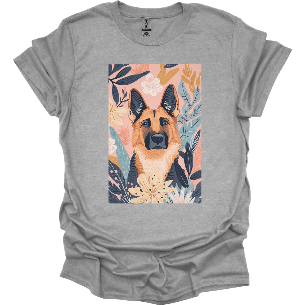 German Shepherd - Boho Dog T-Shirt - Sport Grey
