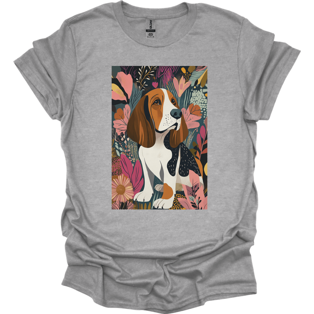 Basset Hound - Boho Dog T-Shirt - Sport Grey