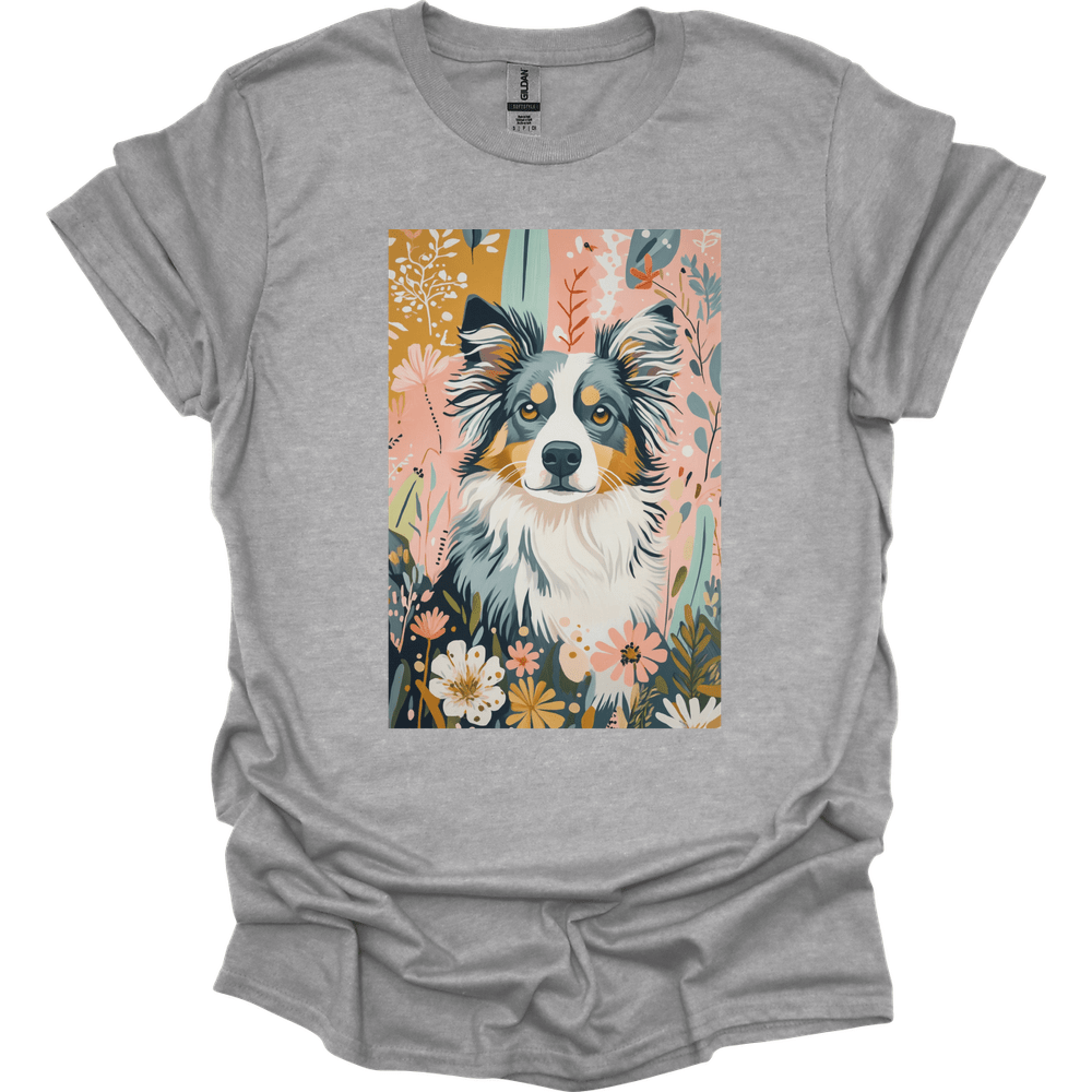Australian Shepherd - Boho Dog T-Shirt - Sport Grey