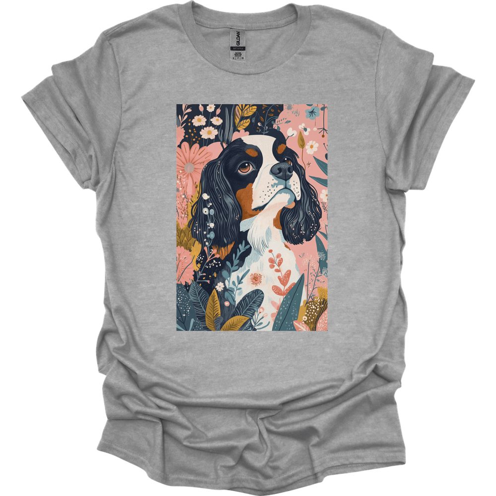 Cavalier King Charles Spaniel - Boho Dog T-Shirt - Sport Grey
