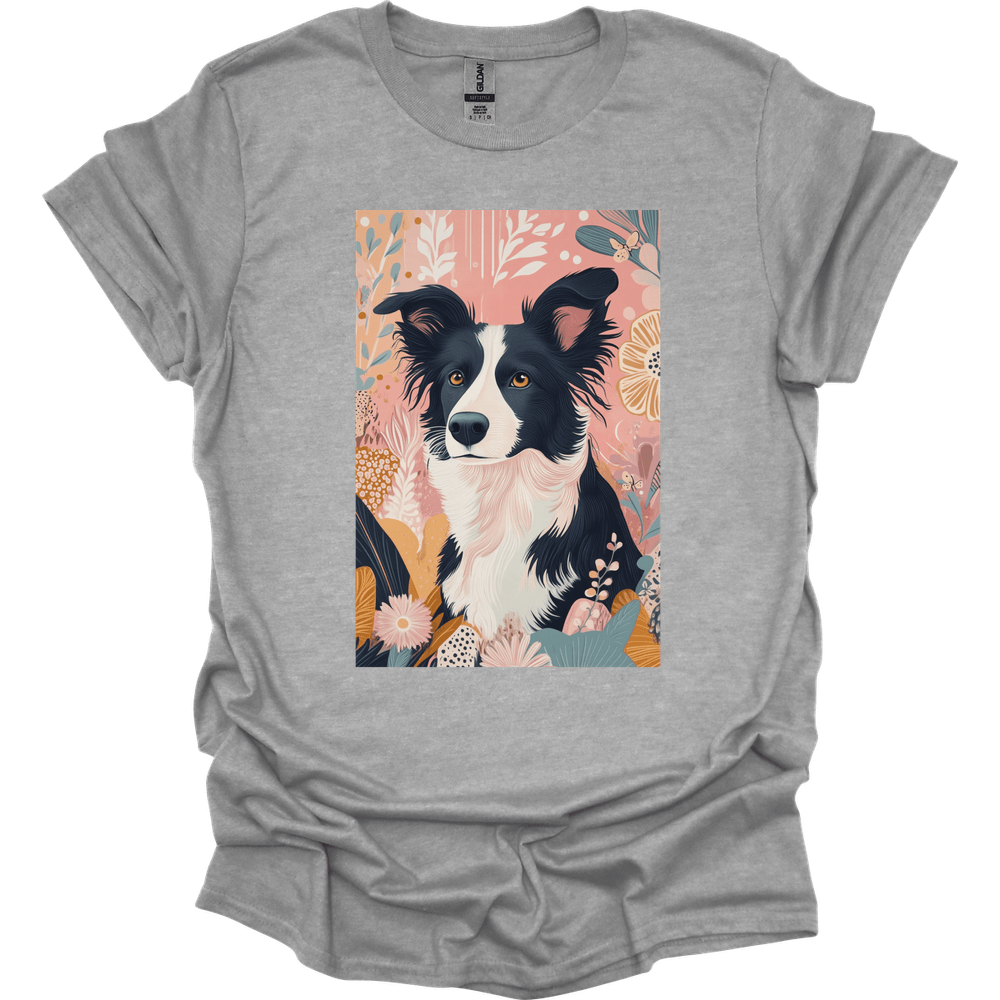 Border Collie - Boho Dog T-Shirt - Sport Grey