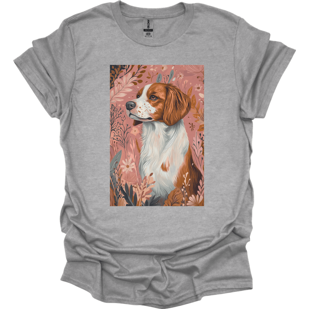 Brittany - Boho Dog T-Shirt - Sport Grey