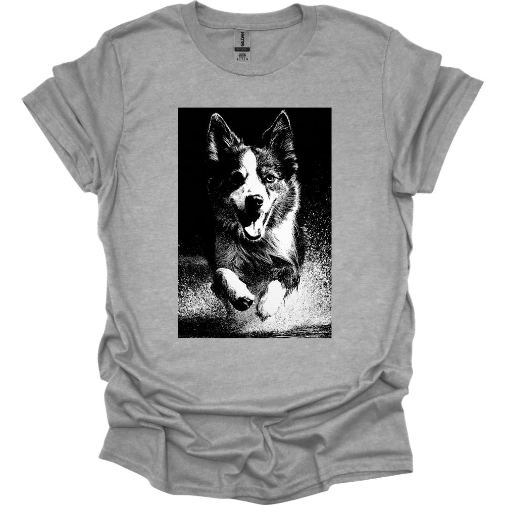 Miniature American Shepherd - Puddle Dog T-Shirt - Sport Grey