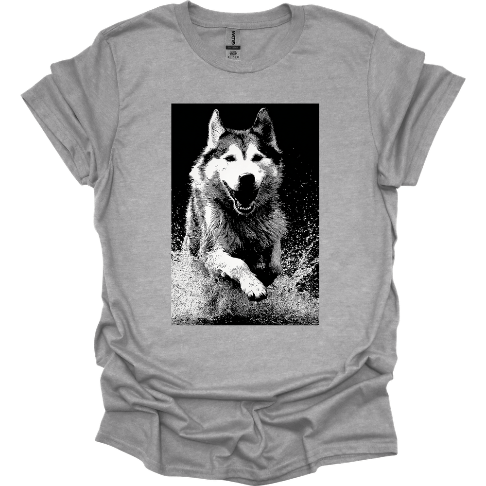 Siberian Husky - Puddle Dog T-Shirt - Sport Grey