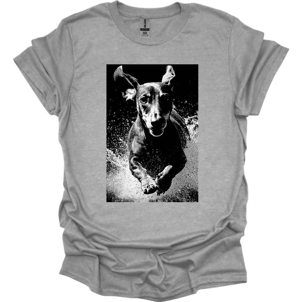 Dachshund - Puddle Dog T-Shirt - Sport Grey