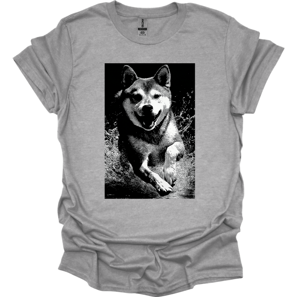 Shiba Inu - Puddle Dog T-Shirt - Sport Grey