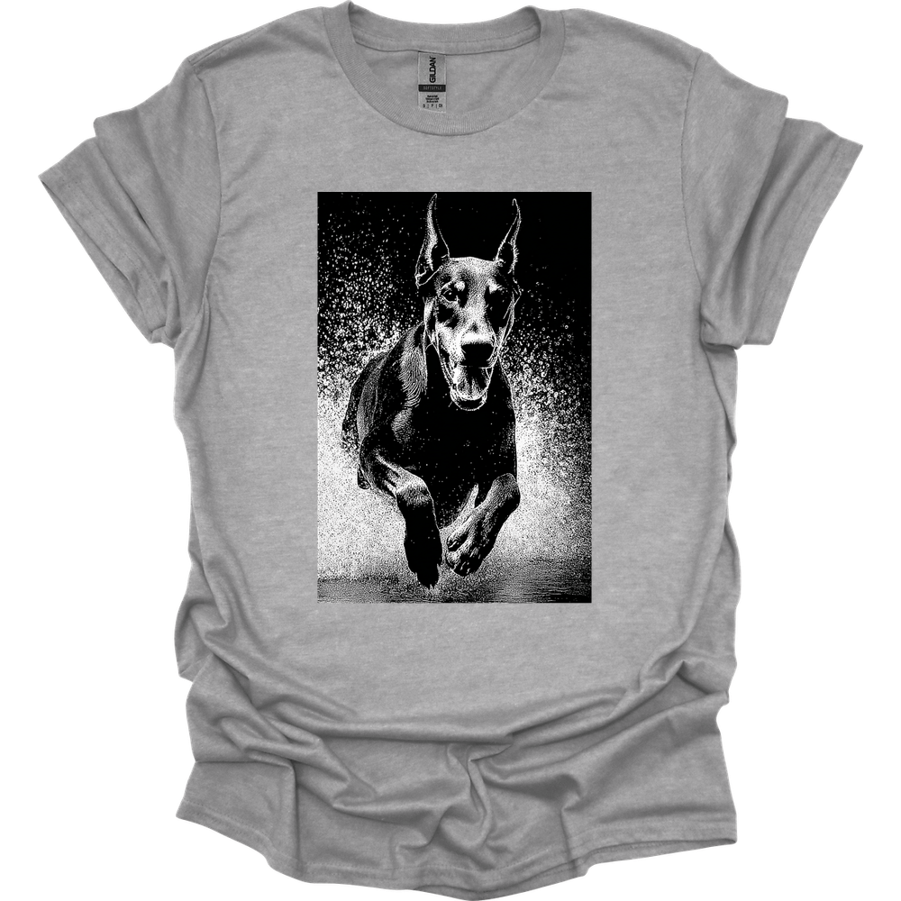 Doberman - Puddle Dog T-Shirt - Sport Grey