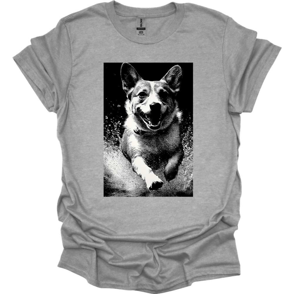 Corgi - Puddle Dog T-Shirt - Sport Grey