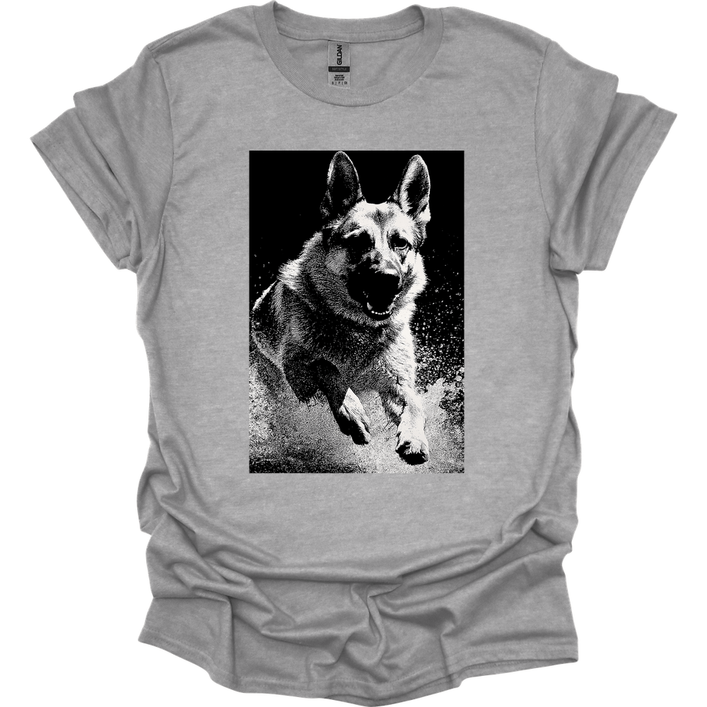 German Shepherd - Puddle Dog T-Shirt - Sport Grey