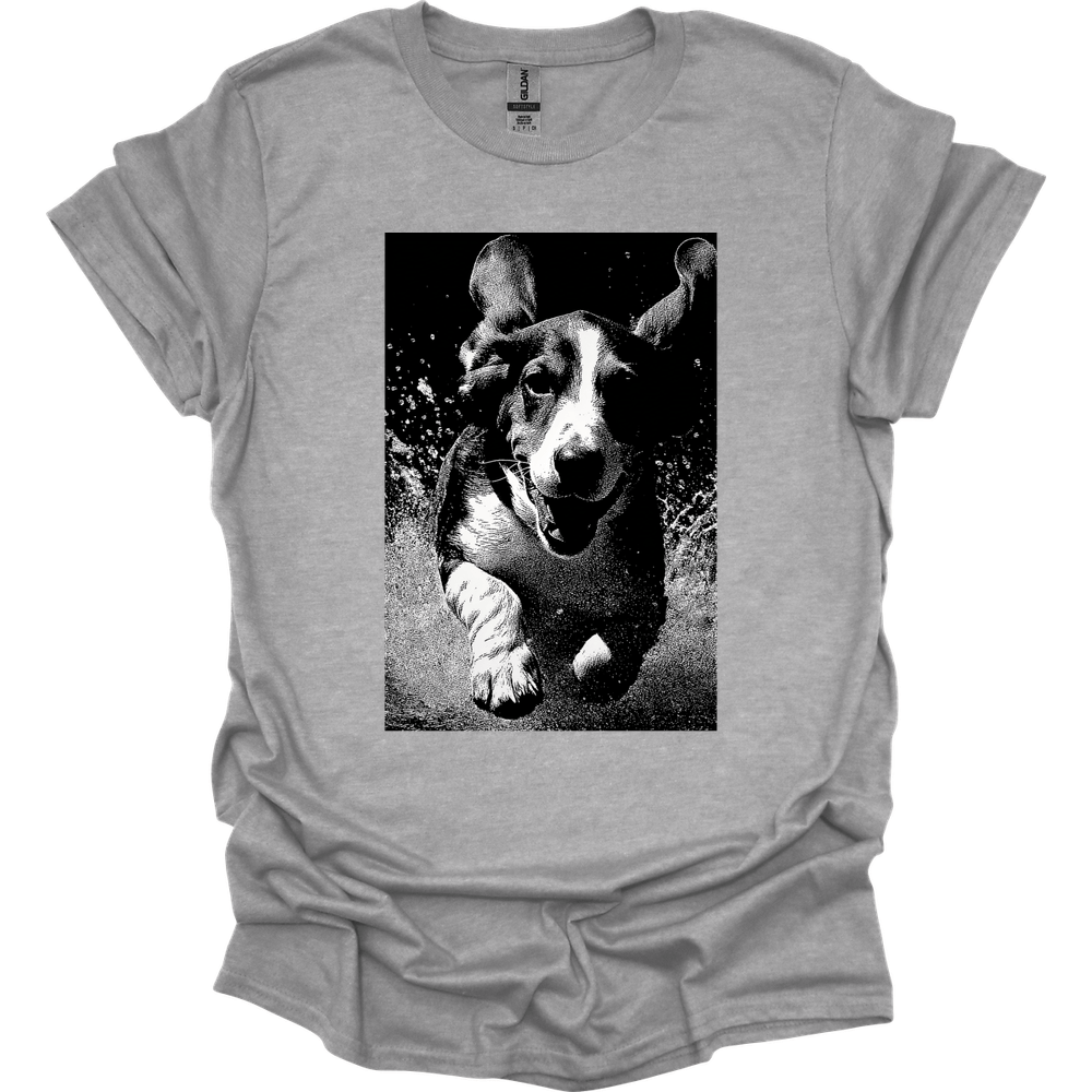Basset Hound - Puddle Dog T-Shirt - Sport Grey