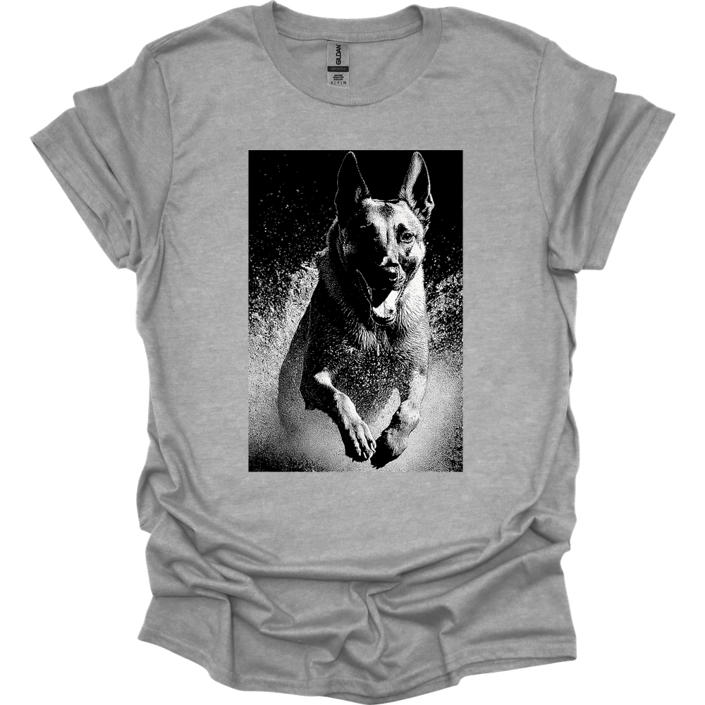 Belgian Malinois - Puddle Dog T-Shirt - Sport Grey