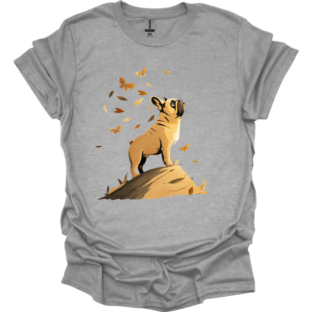French Bulldog - Fall Dog T-Shirt - Sport Grey