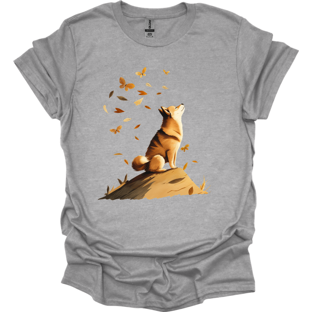 Shiba Inu - Fall Dog T-Shirt - Sport Grey