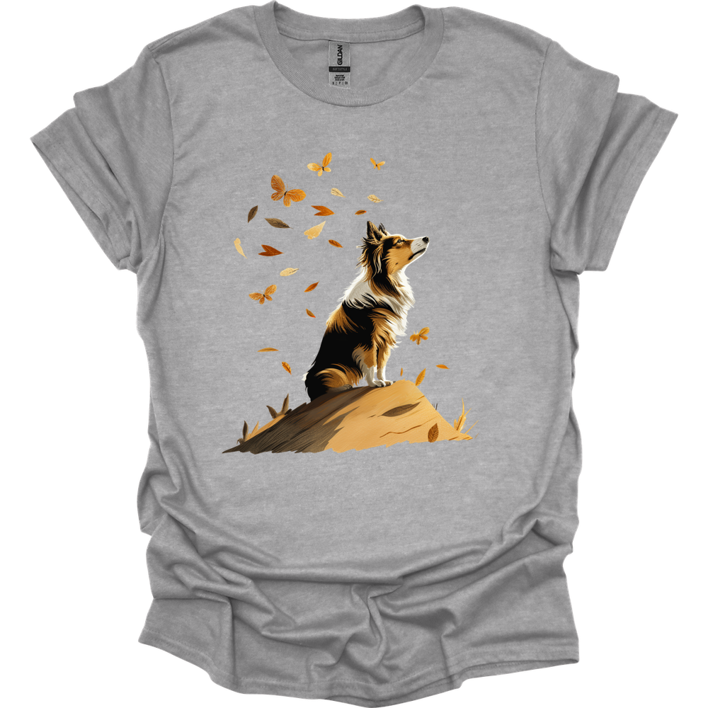 Shetland Sheepdog - Fall Dog T-Shirt - Sport Grey