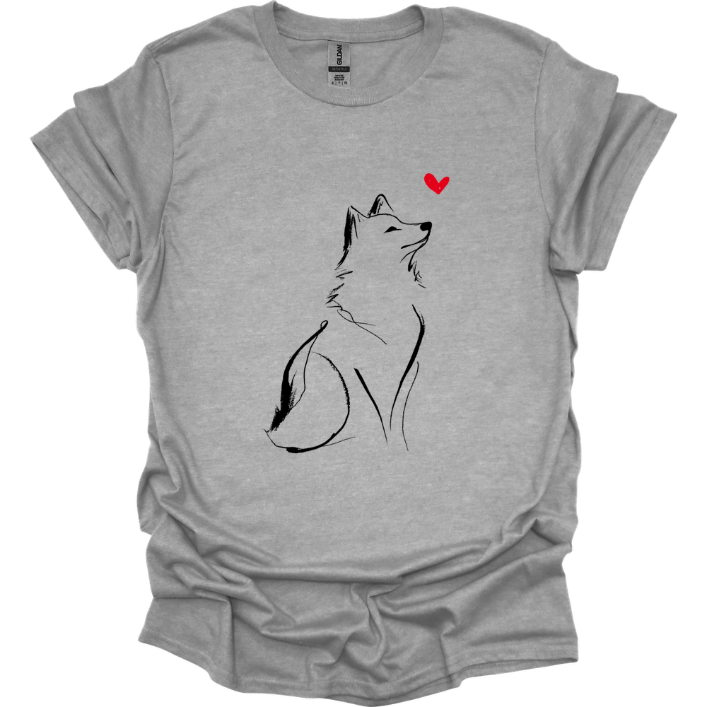 Shiba Inu - Sketch Dog T-Shirt - Sport Grey