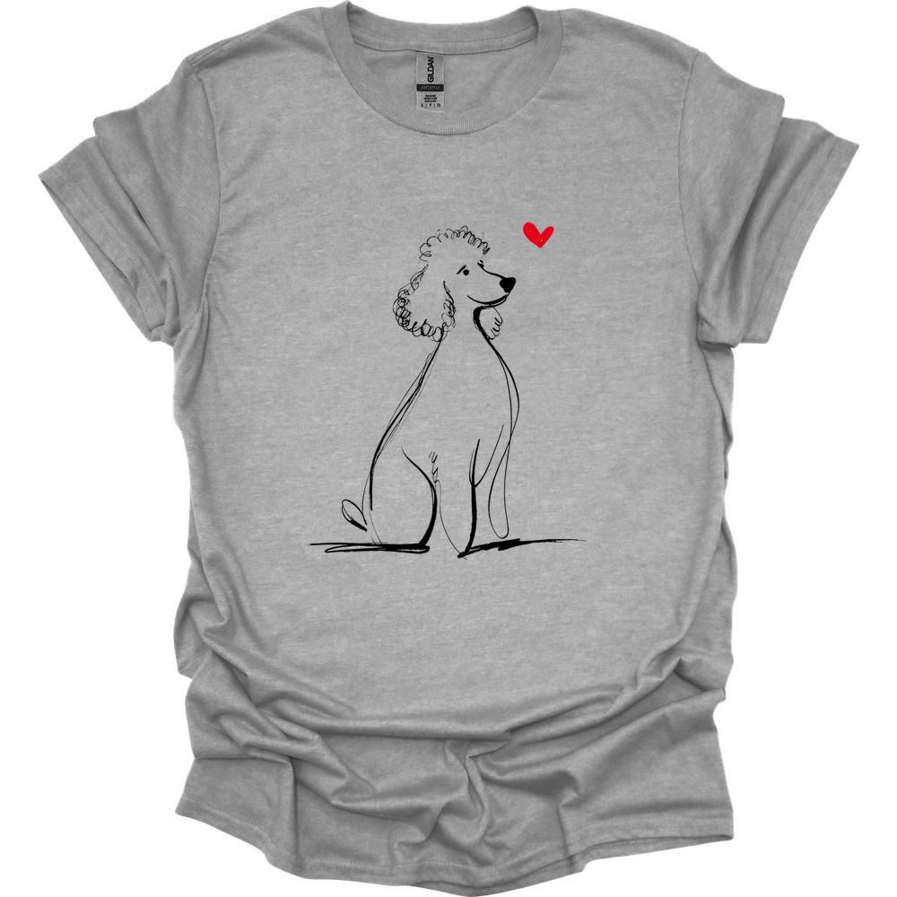 Poodle - Sketch Dog T-Shirt - Sport Grey