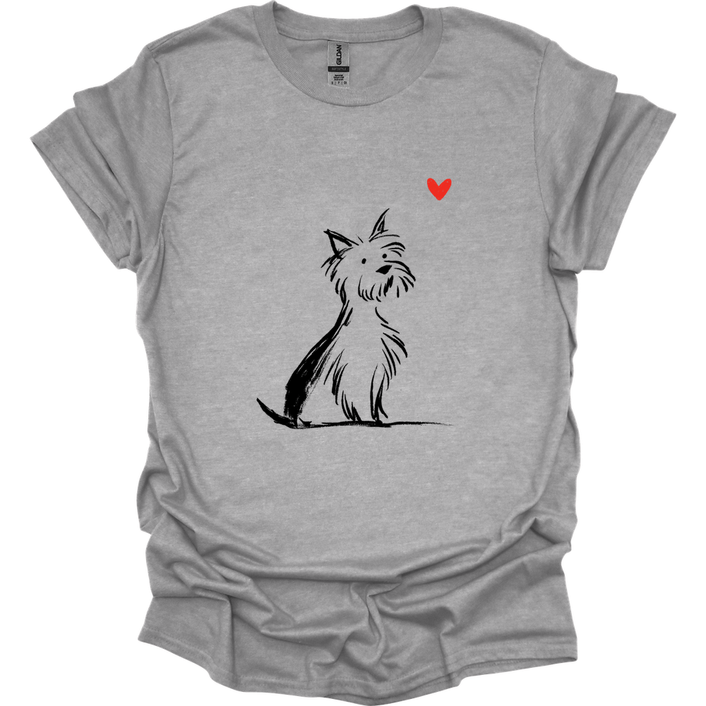 Yorkshire Terrier - Sketch Dog T-Shirt - Sport Grey