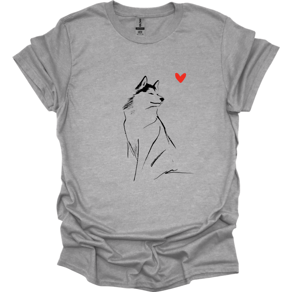 Siberian Husky - Sketch Dog T-Shirt - Sport Grey