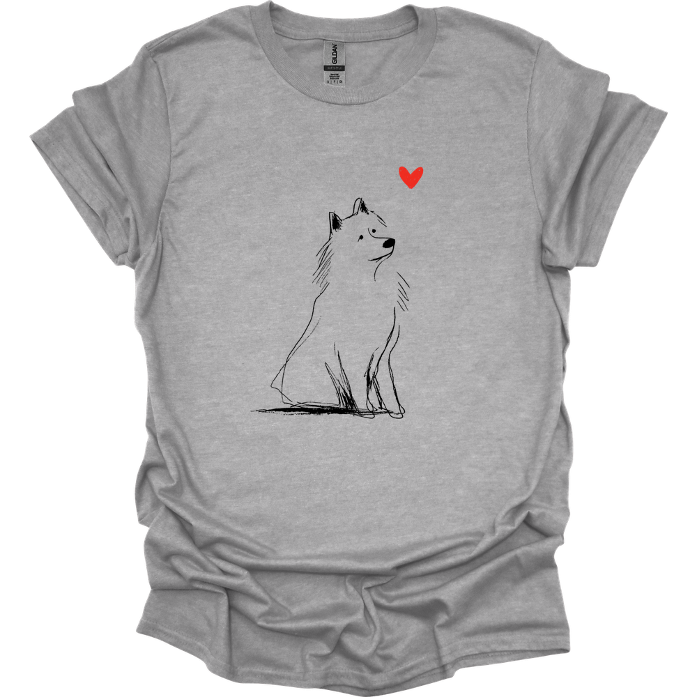 Samoyed - Sketch Dog T-Shirt - Sport Grey