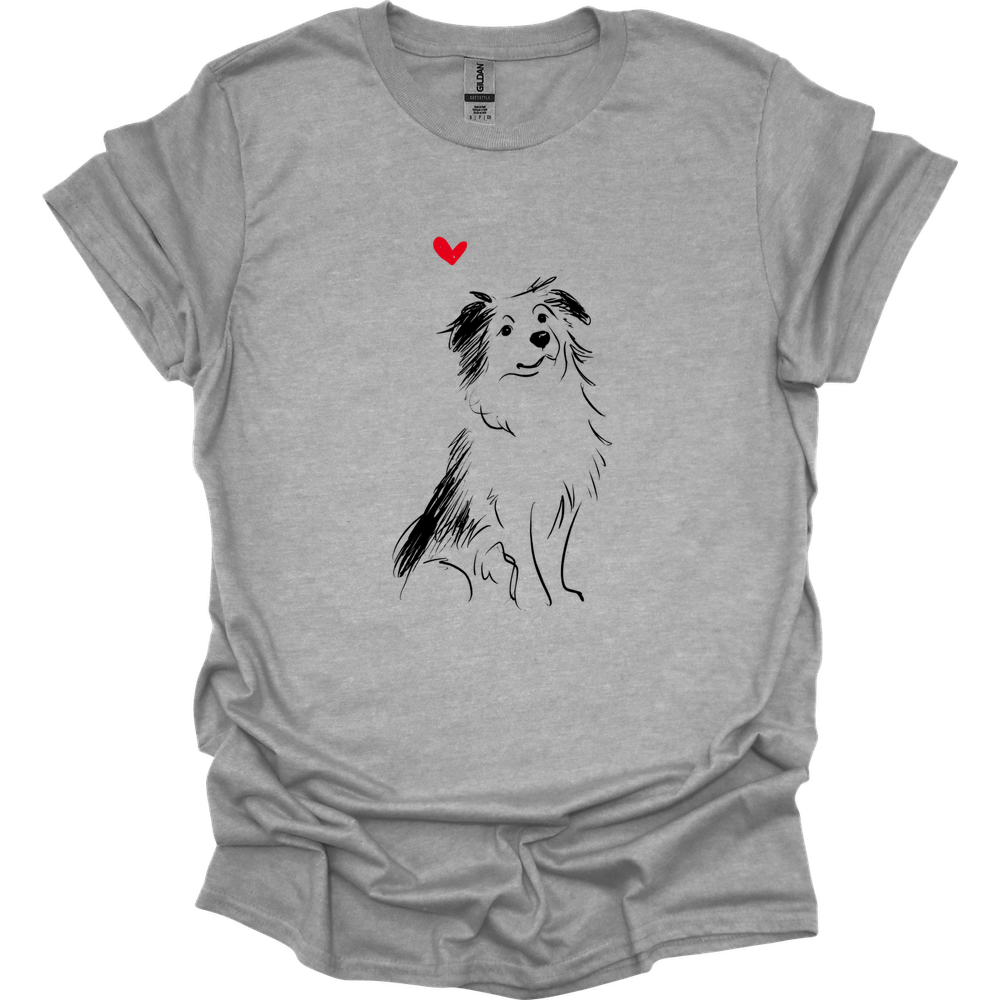 Miniature American Shepherd - Sketch Dog T-Shirt - Sport Grey