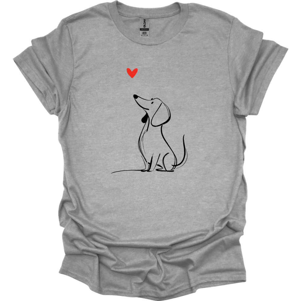 Dachshund - Sketch Dog T-Shirt - Sport Grey