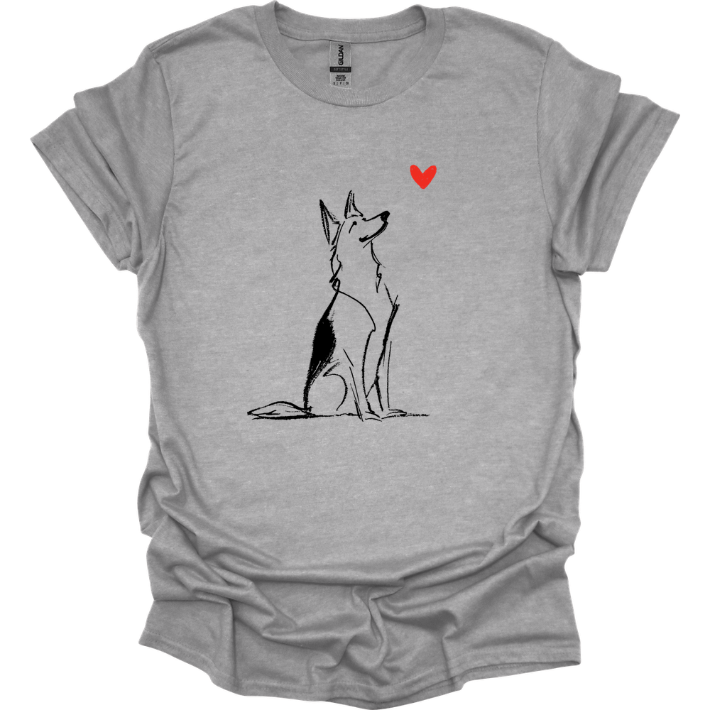German Shepherd - Sketch Dog T-Shirt - Sport Grey