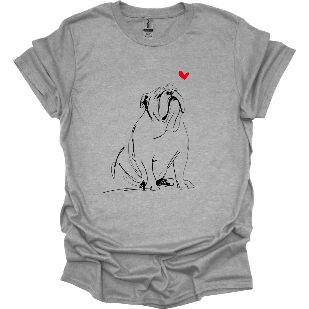Bulldog - Sketch Dog T-Shirt - Sport Grey
