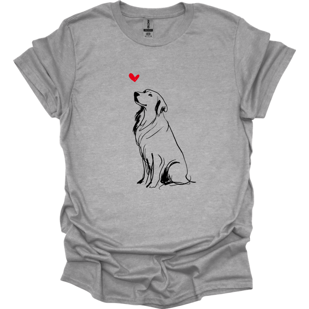 Golden Retriever - Sketch Dog T-Shirt - Sport Grey