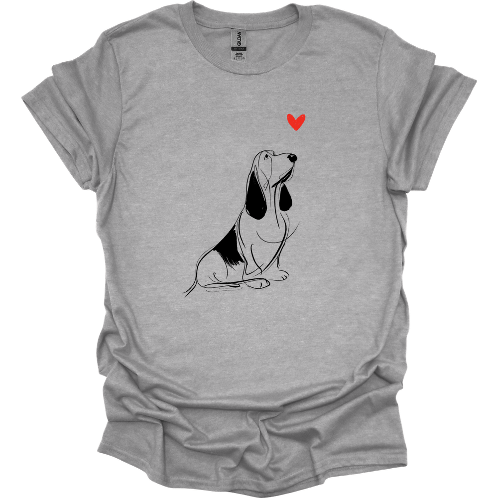 Basset Hound - Sketch Dog T-Shirt - Sport Grey
