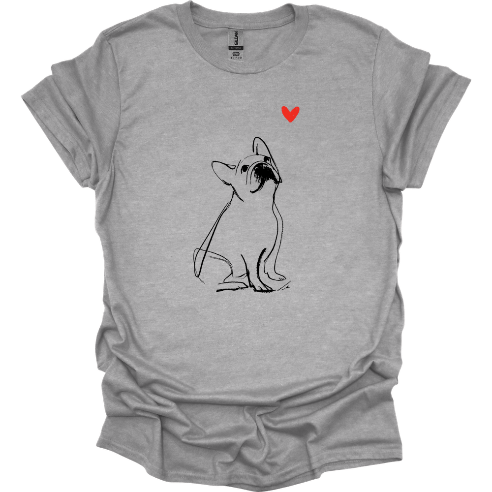 French Bulldog - Sketch Dog T-Shirt - Sport Grey