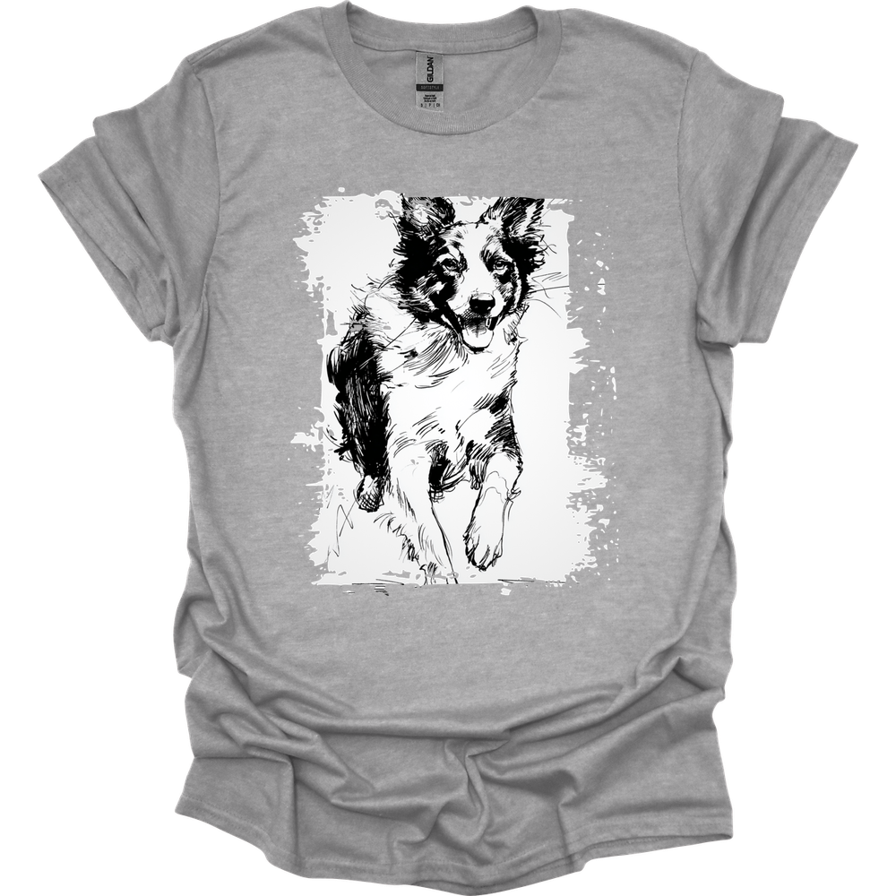 Border Collie - Running Dog T-Shirt - Sport Grey