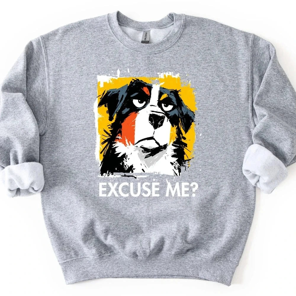 Bernese Mountain Dog - Excuse Me Dog Sweater - Sport Grey