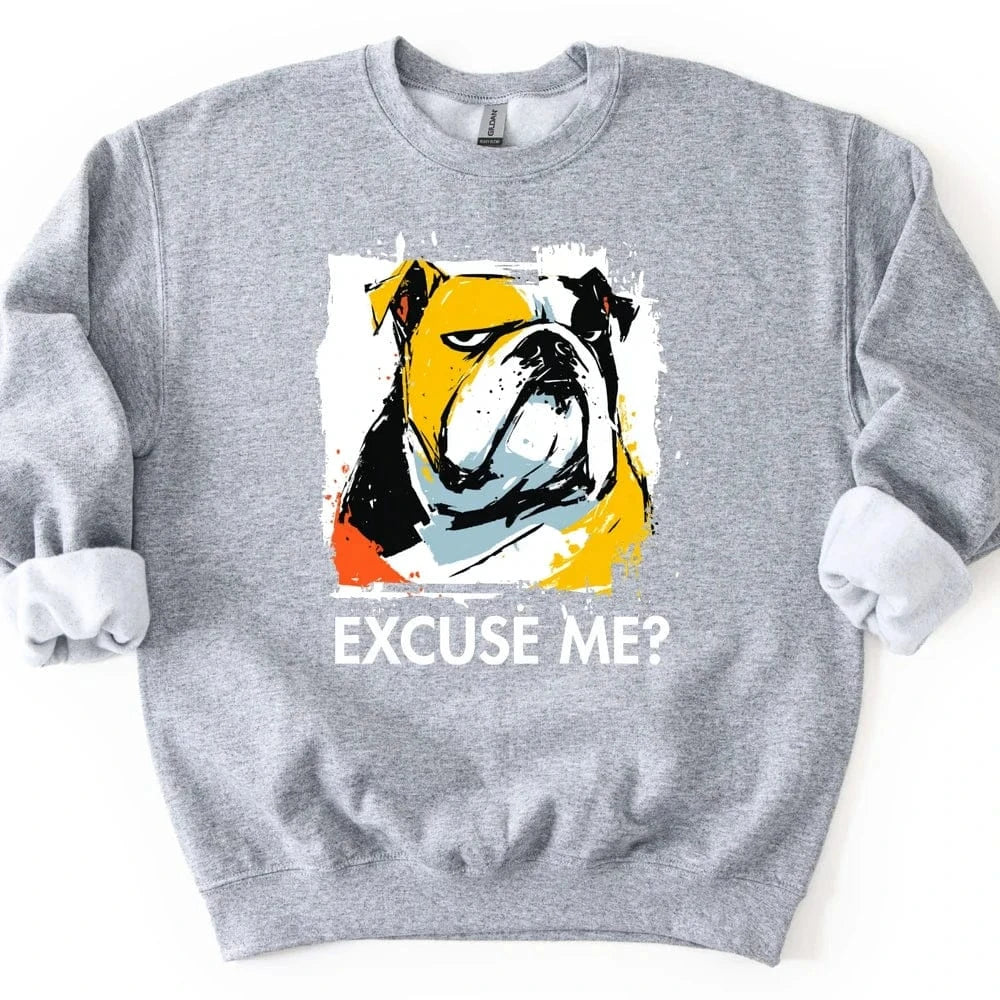 Bulldog - Excuse Me Dog Sweater - Sport Grey