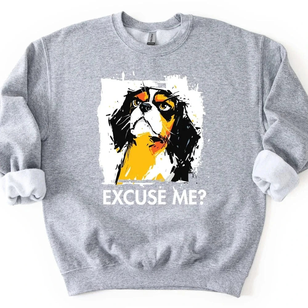 Cavalier King Charles Spaniel - Excuse Me Dog Sweater - Sport Grey
