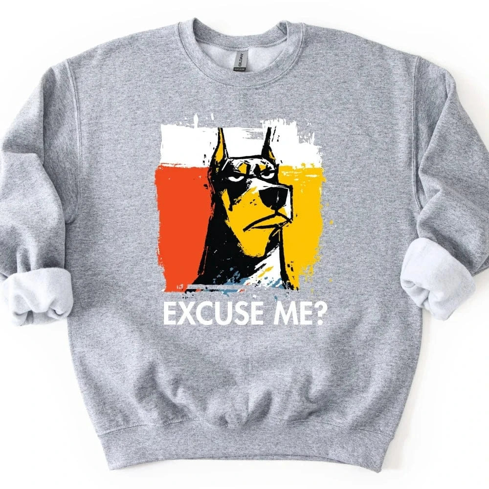 Doberman - Excuse Me Dog Sweater - Sport Grey
