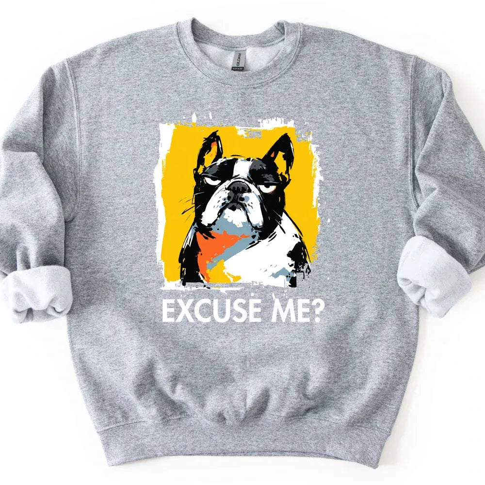 French Bulldog - Excuse Me Dog Sweater - Sport Grey