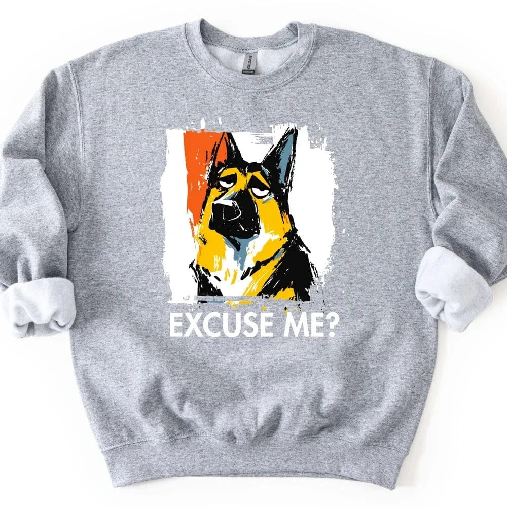 German Shepherd - Excuse Me Dog Sweater - Sport Grey
