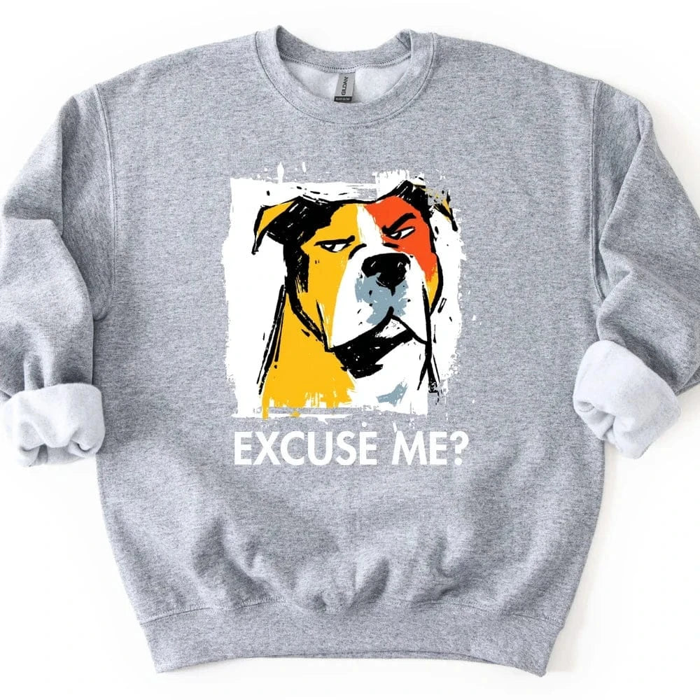 Pitbull - Excuse Me Dog Sweater - Sport Grey