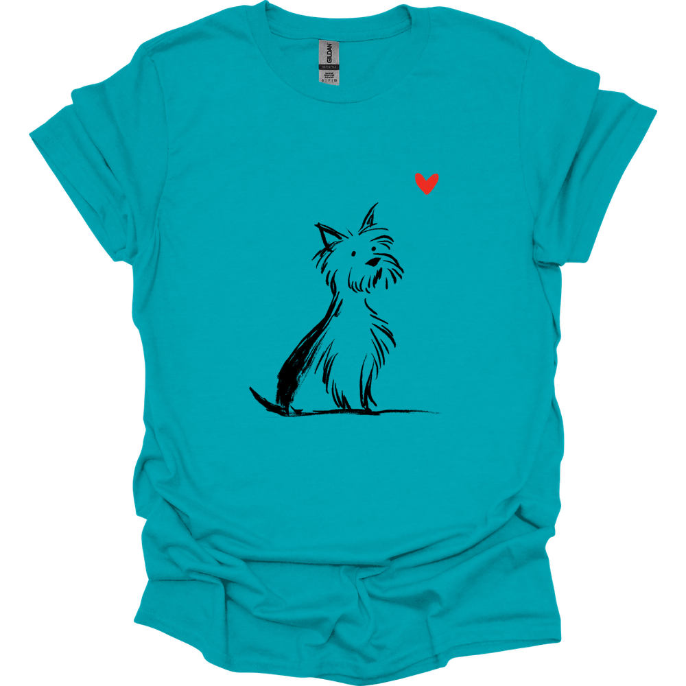 Yorkshire Terrier - Sketch Dog T-Shirt - Tropical Blue