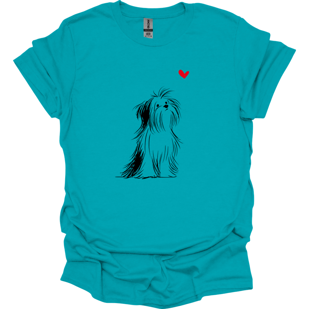 Shih Tzu - Sketch Dog T-Shirt - Tropical Blue