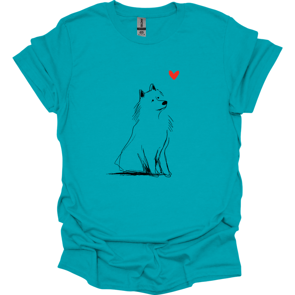 Samoyed - Sketch Dog T-Shirt - Tropical Blue