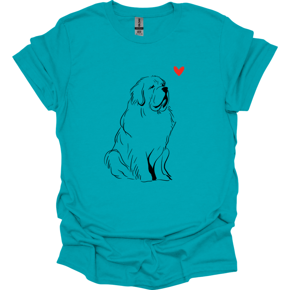 Newfoundland - Sketch Dog T-Shirt - Tropical Blue