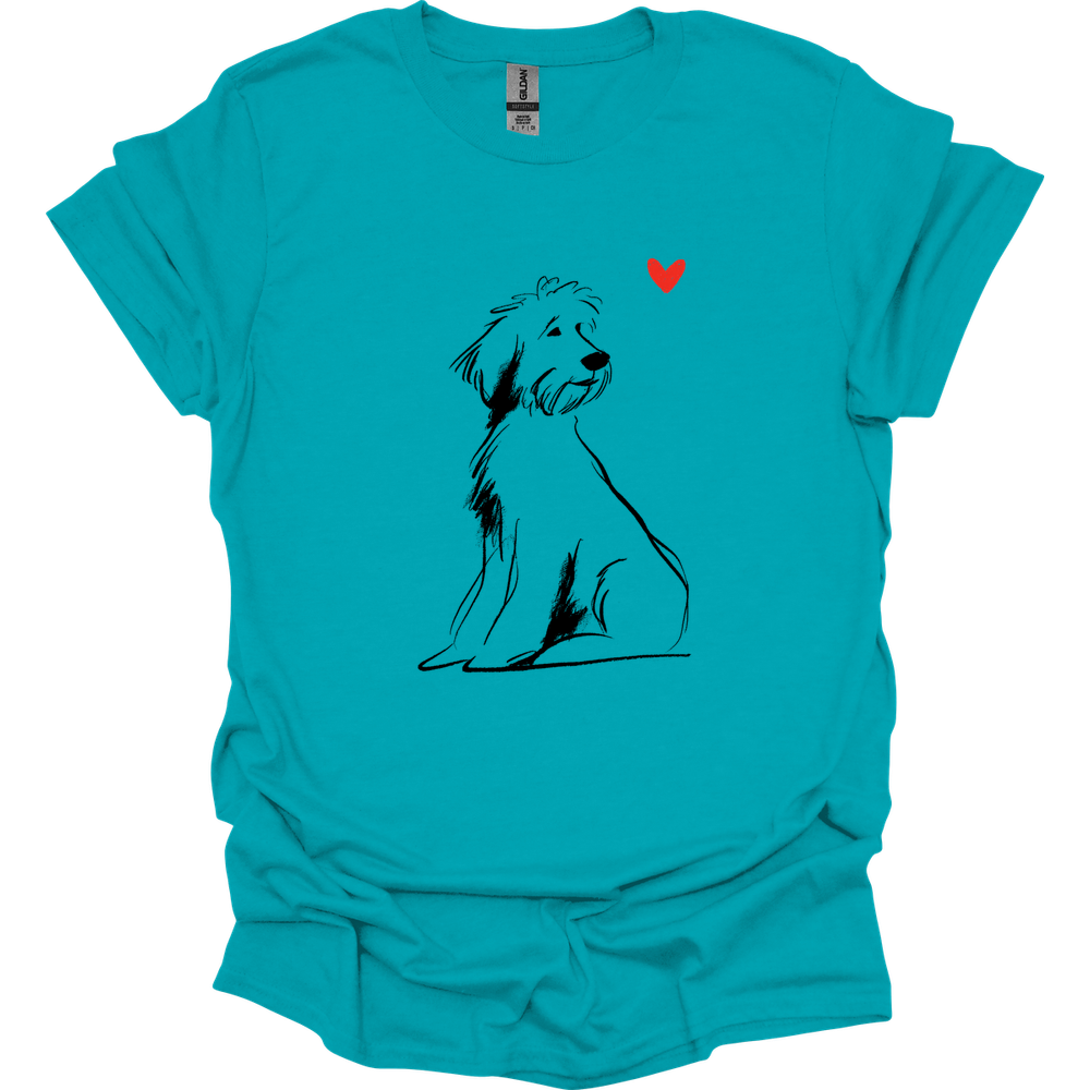 Portuguese Water Dog - Sketch Dog T-Shirt - Tropical Blue