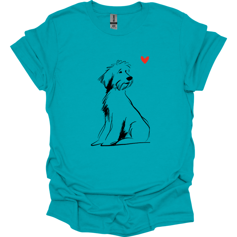 Portuguese Water Dog - Sketch Dog T-Shirt - Tropical Blue