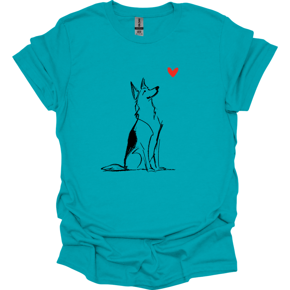 German Shepherd - Sketch Dog T-Shirt - Tropical Blue