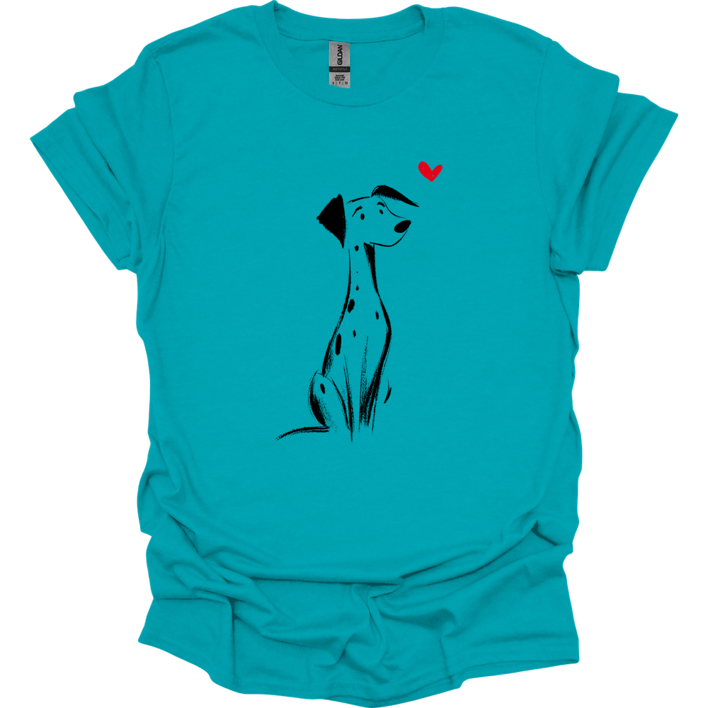Dalmatian - Sketch Dog T-Shirt - Tropical Blue