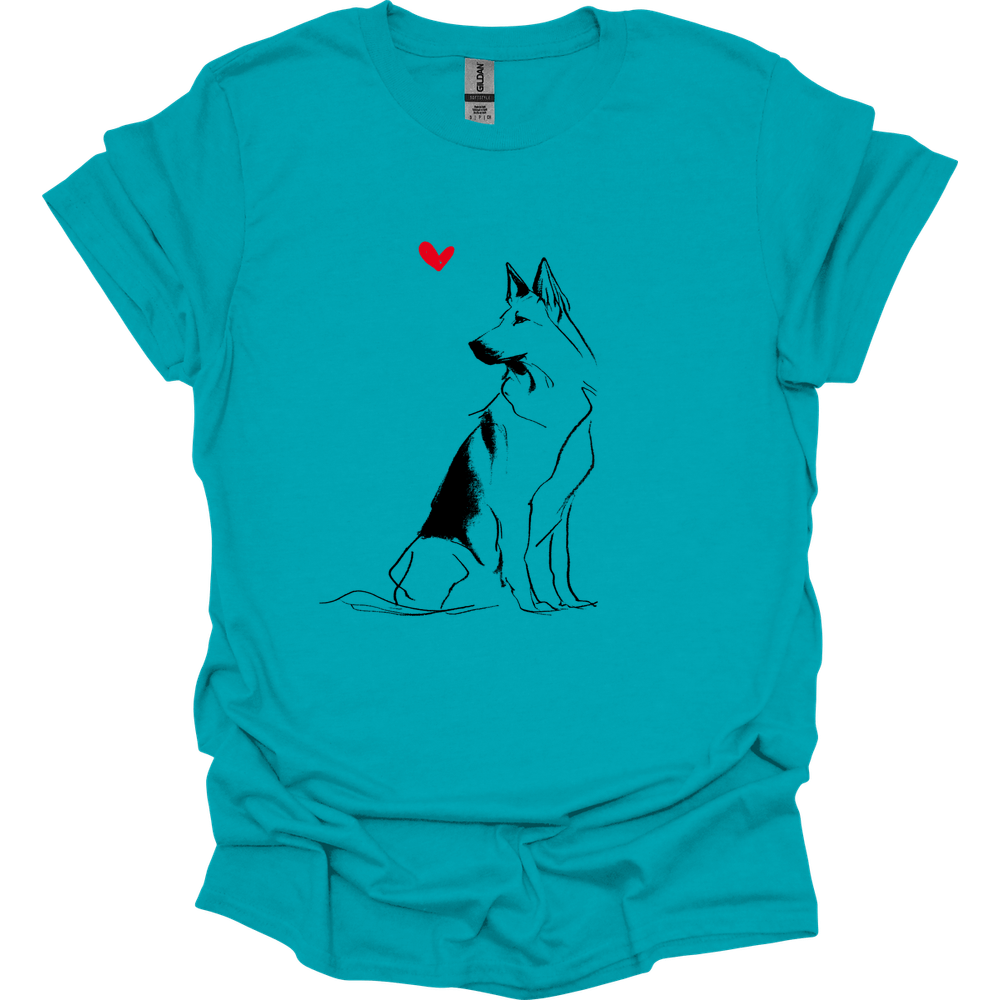 Dutch Shepherd - Sketch Dog T-Shirt - Tropical Blue