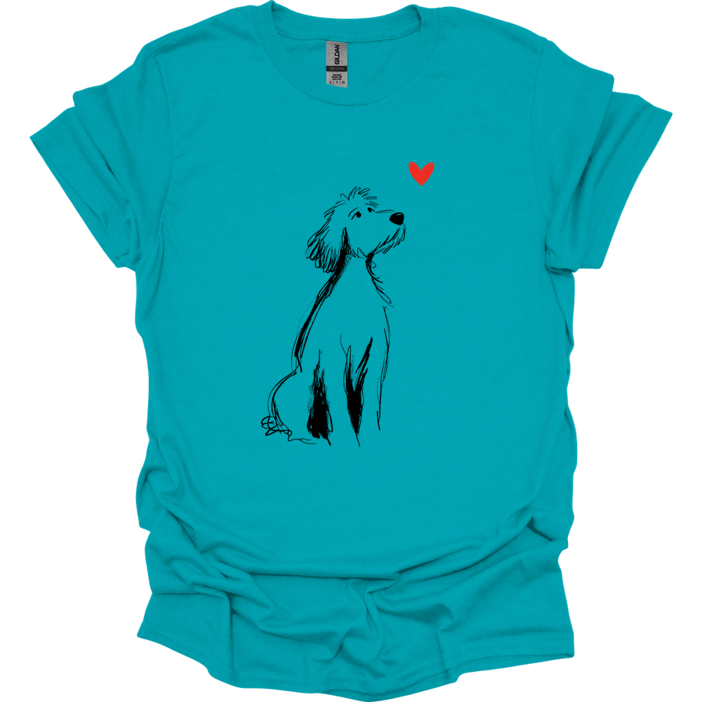 Golden Doodle - Sketch Dog T-Shirt - Tropical Blue