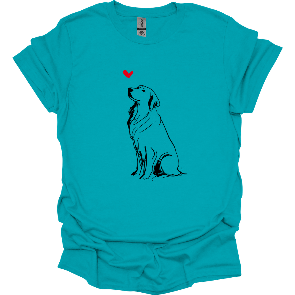 Golden Retriever - Sketch Dog T-Shirt - Tropical Blue